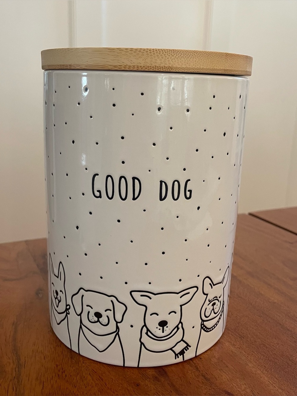 “Good Dog” Treat Canister Jar w/ Lid Stoneware Signature Housewares Minimalist